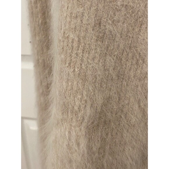 Vintage Women's XL Open Front Cardigan Beige Angora Wool Fuzzy Soft Lined Japan - Picture 4 of 9